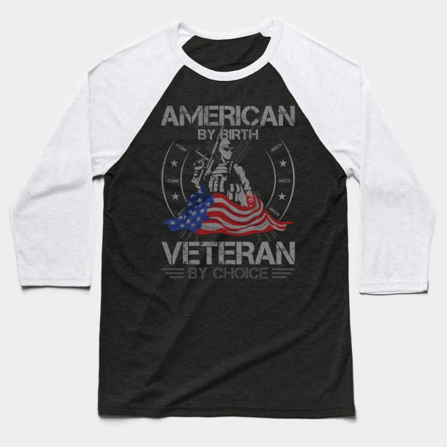 American By Birth Veteran By Choice Baseball T-Shirt by Etopix